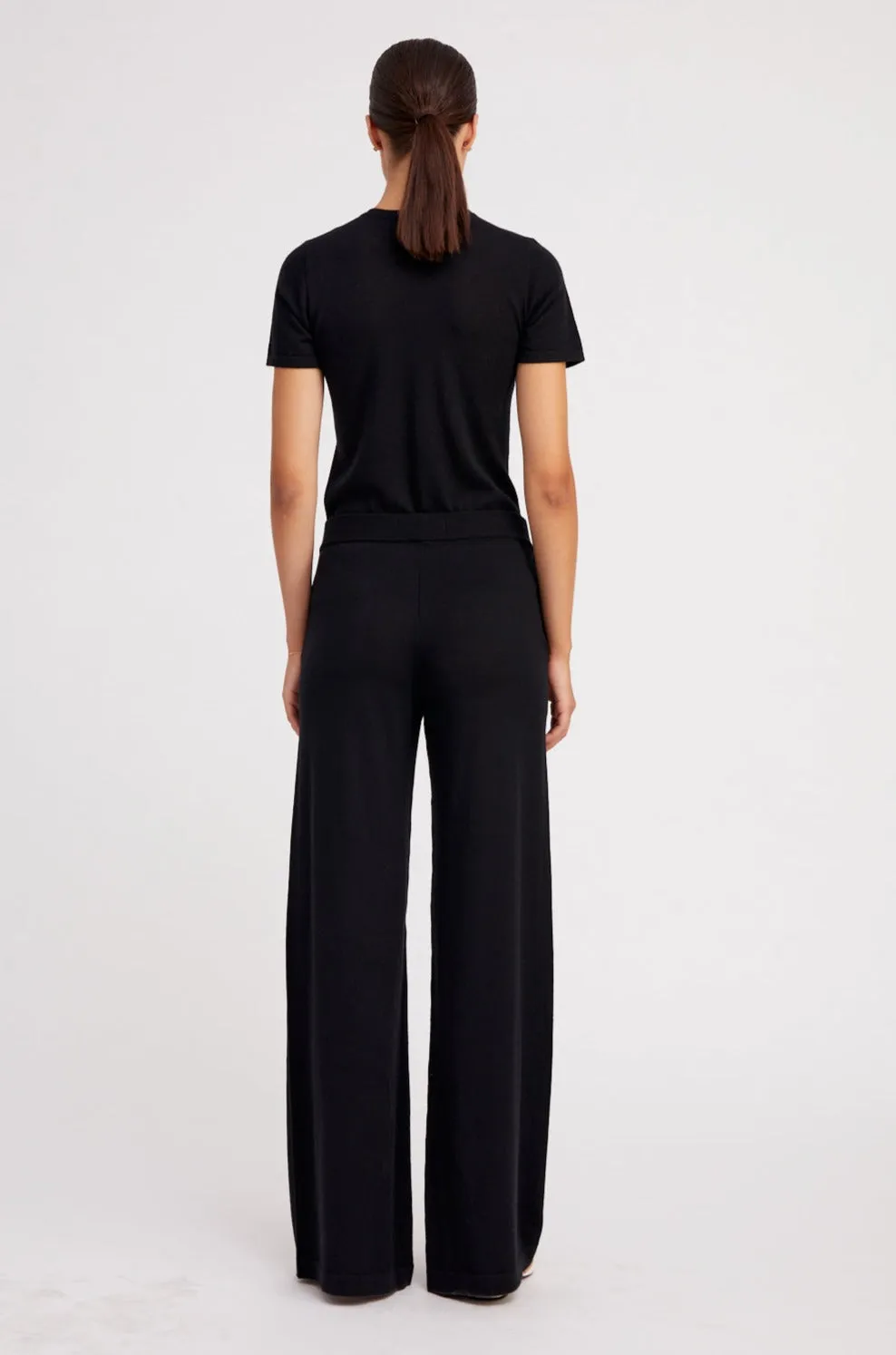 Black Cashmere Wide Leg Pants