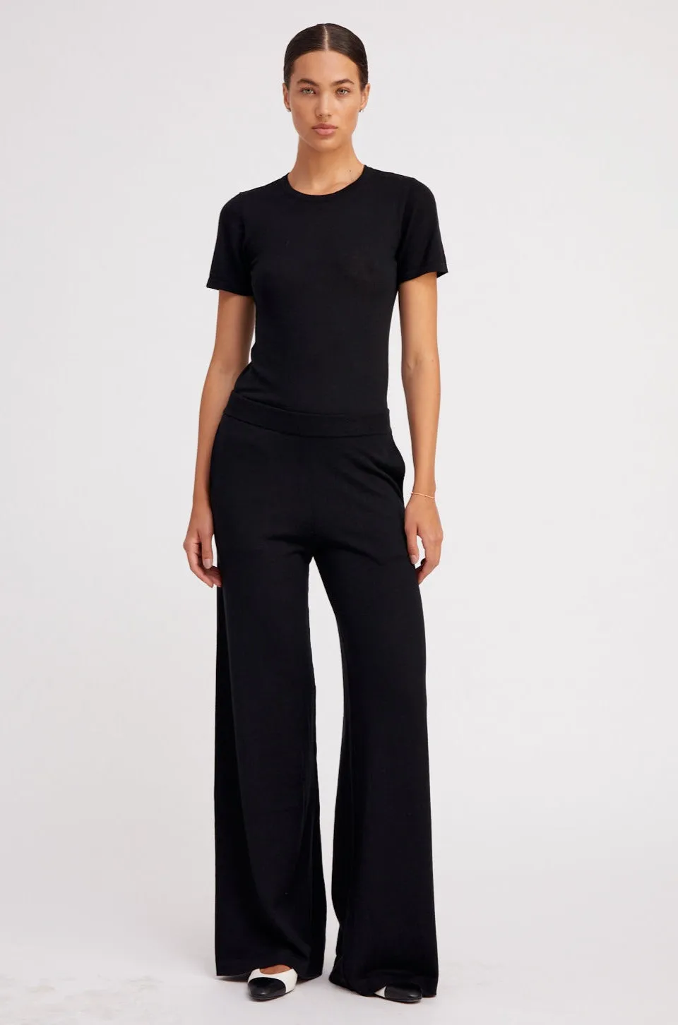 Black Cashmere Wide Leg Pants