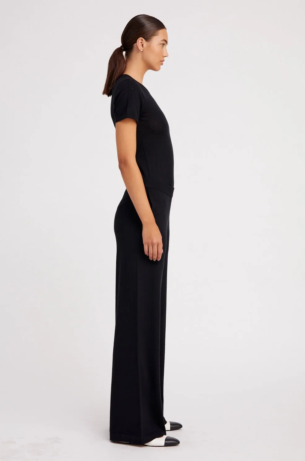 Black Cashmere Wide Leg Pants