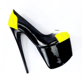 Black Lime Gloss High Heel Pumps