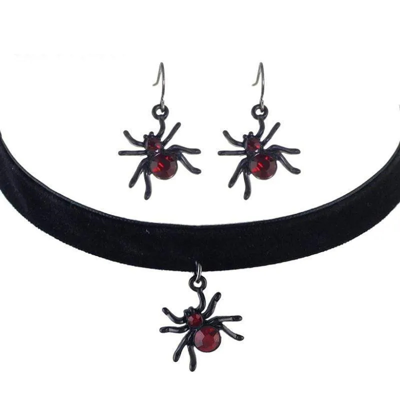 Black Widow Choker Necklace Set