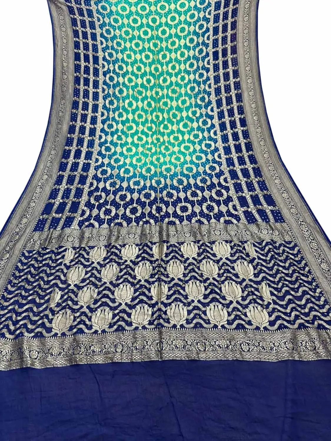 Blue Banarasi Bandhani Pure Georgette Saree