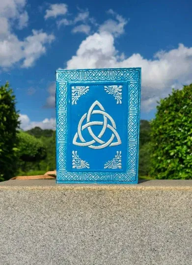 Blue Celtic Triquetra Knot Leather Journal