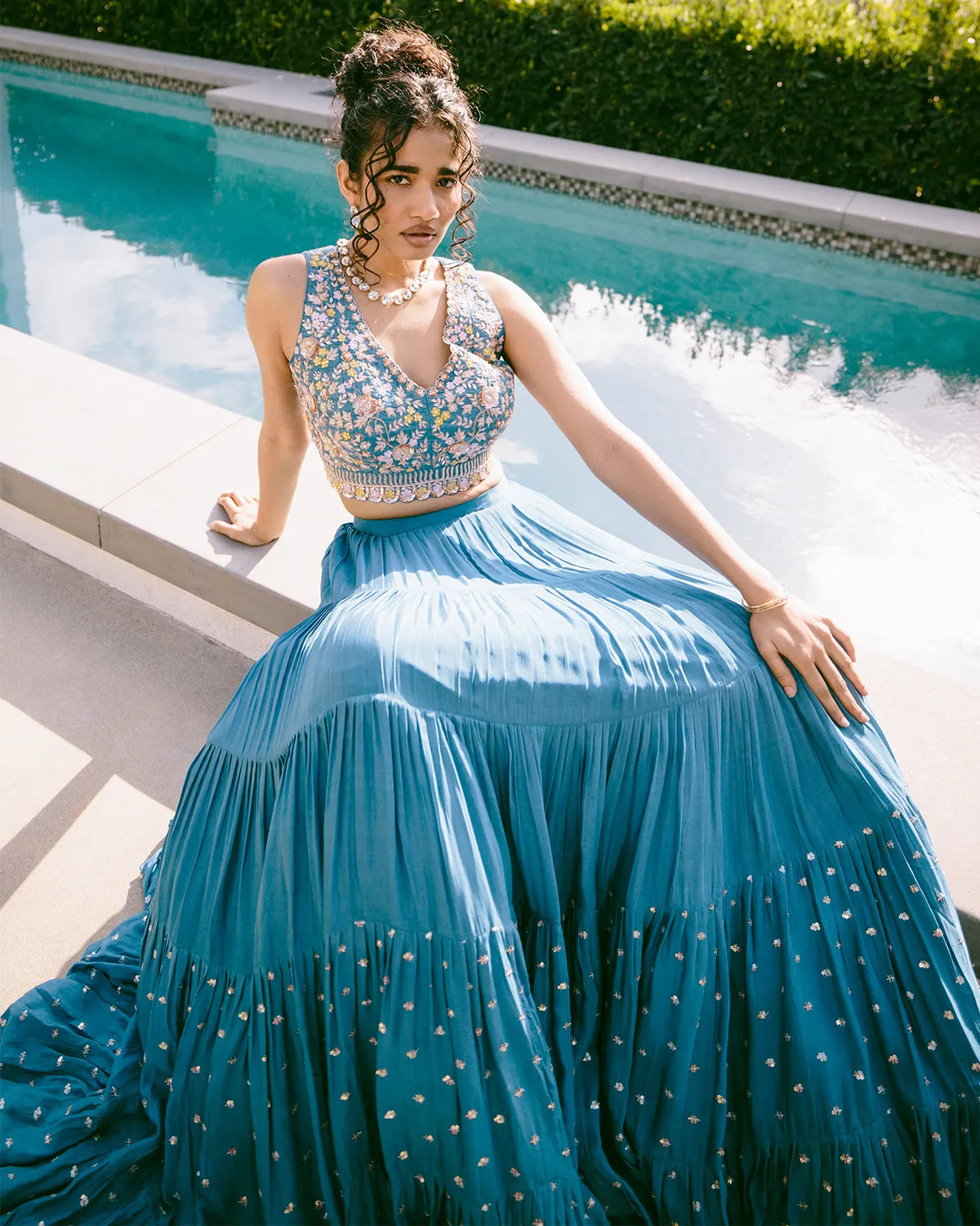 Blue Meadow Lehenga