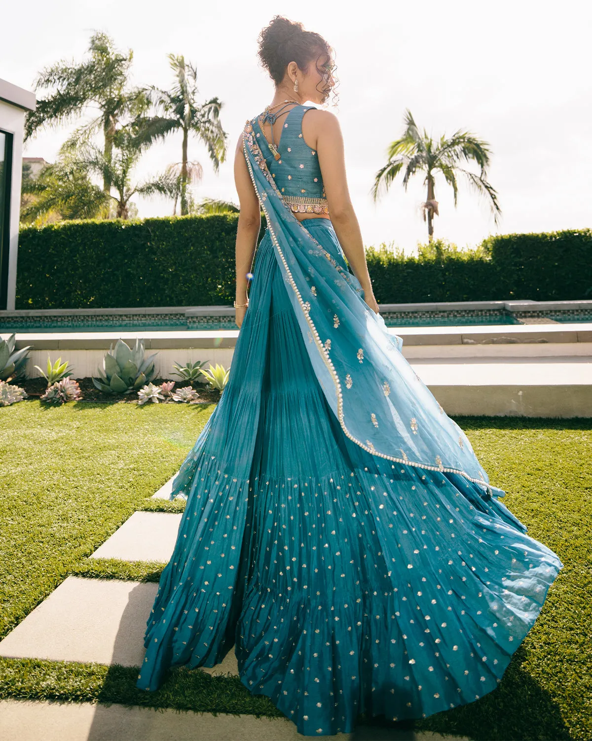 Blue Meadow Lehenga