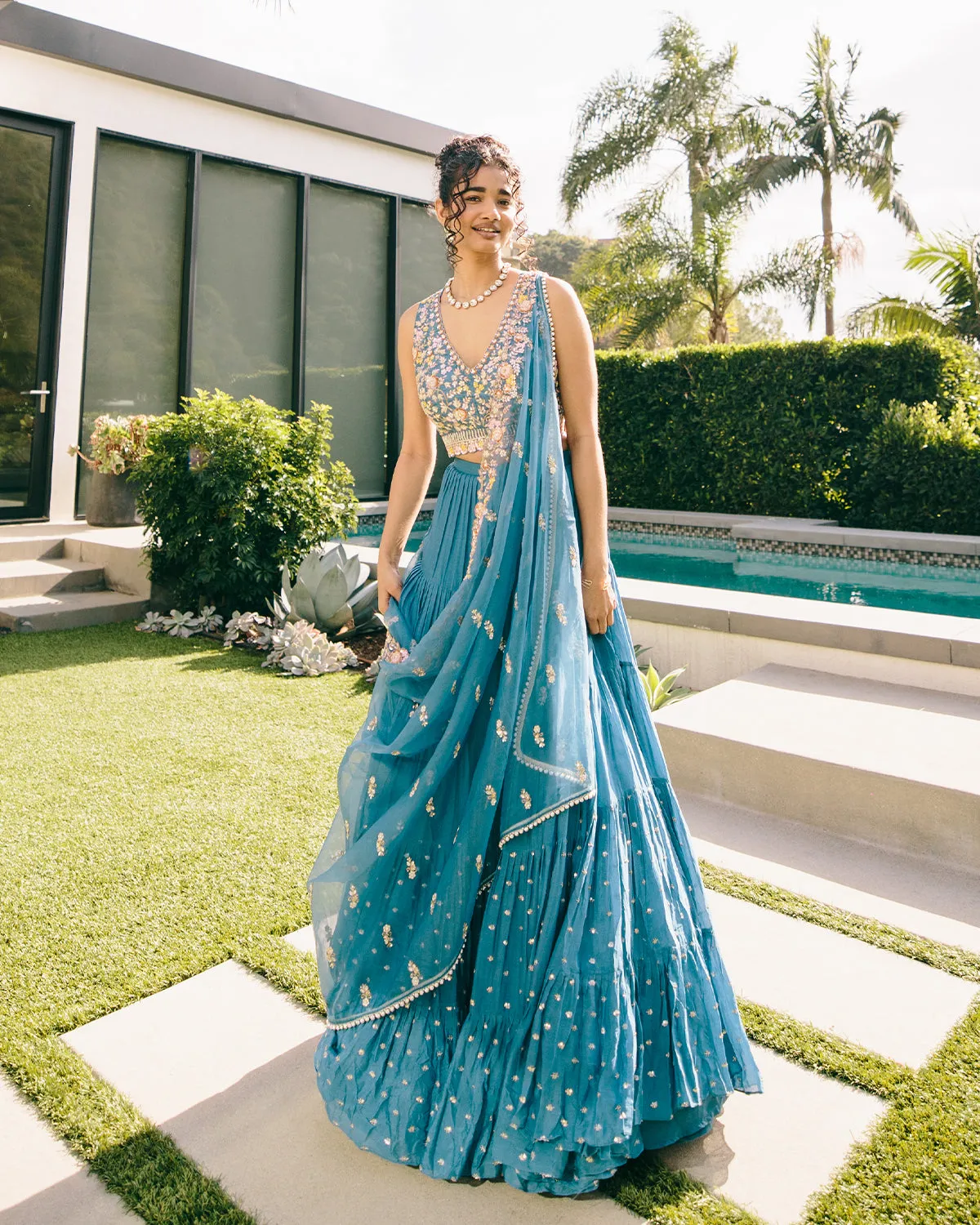 Blue Meadow Lehenga