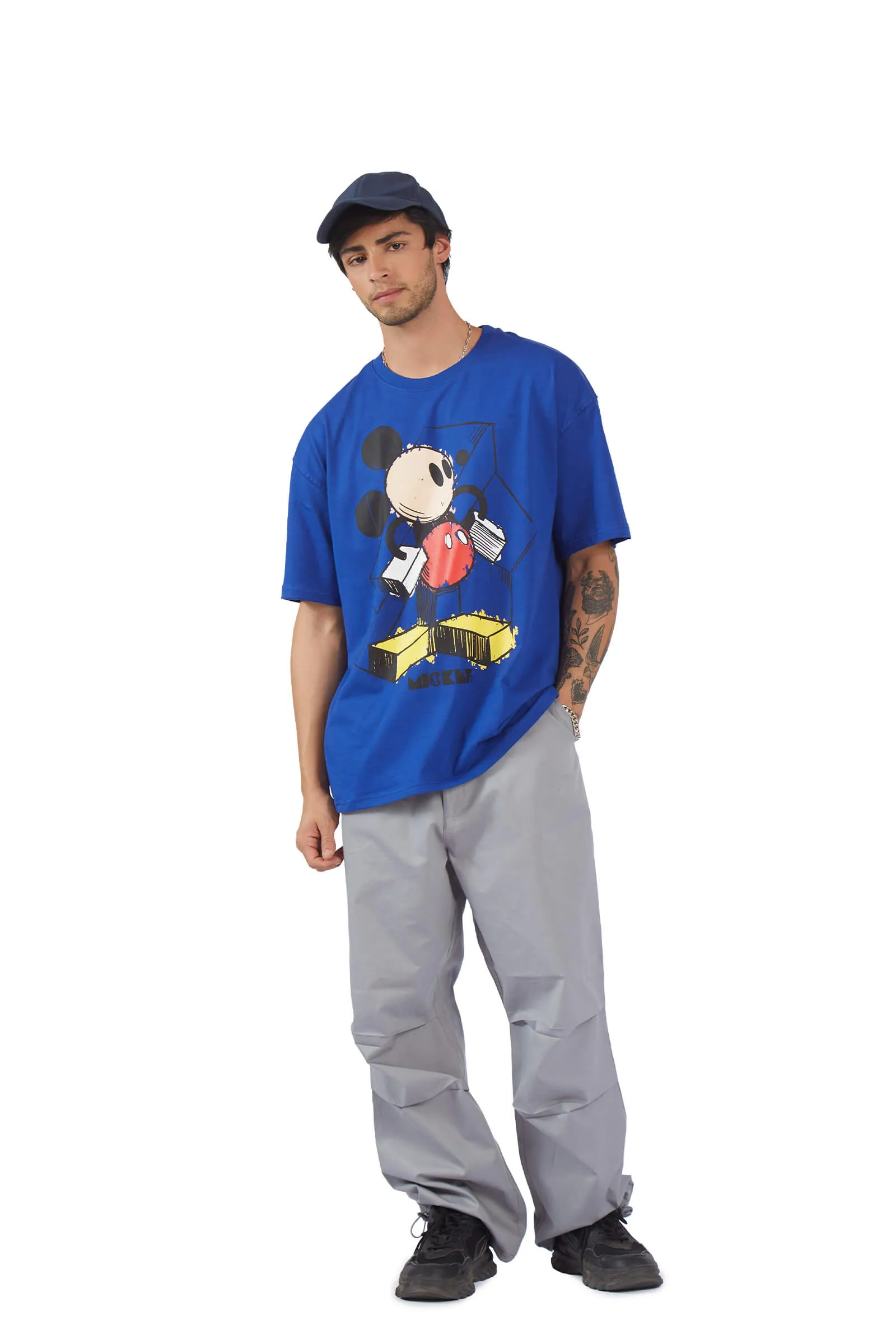 Blue Mickey Scribble Oversized T-shirt