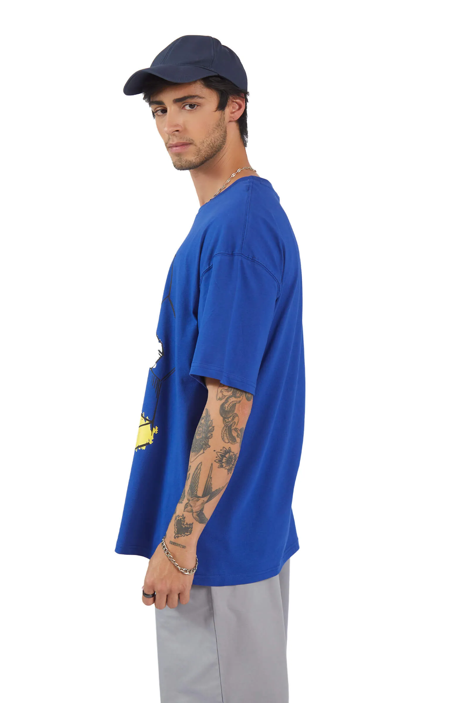 Blue Mickey Scribble Oversized T-shirt