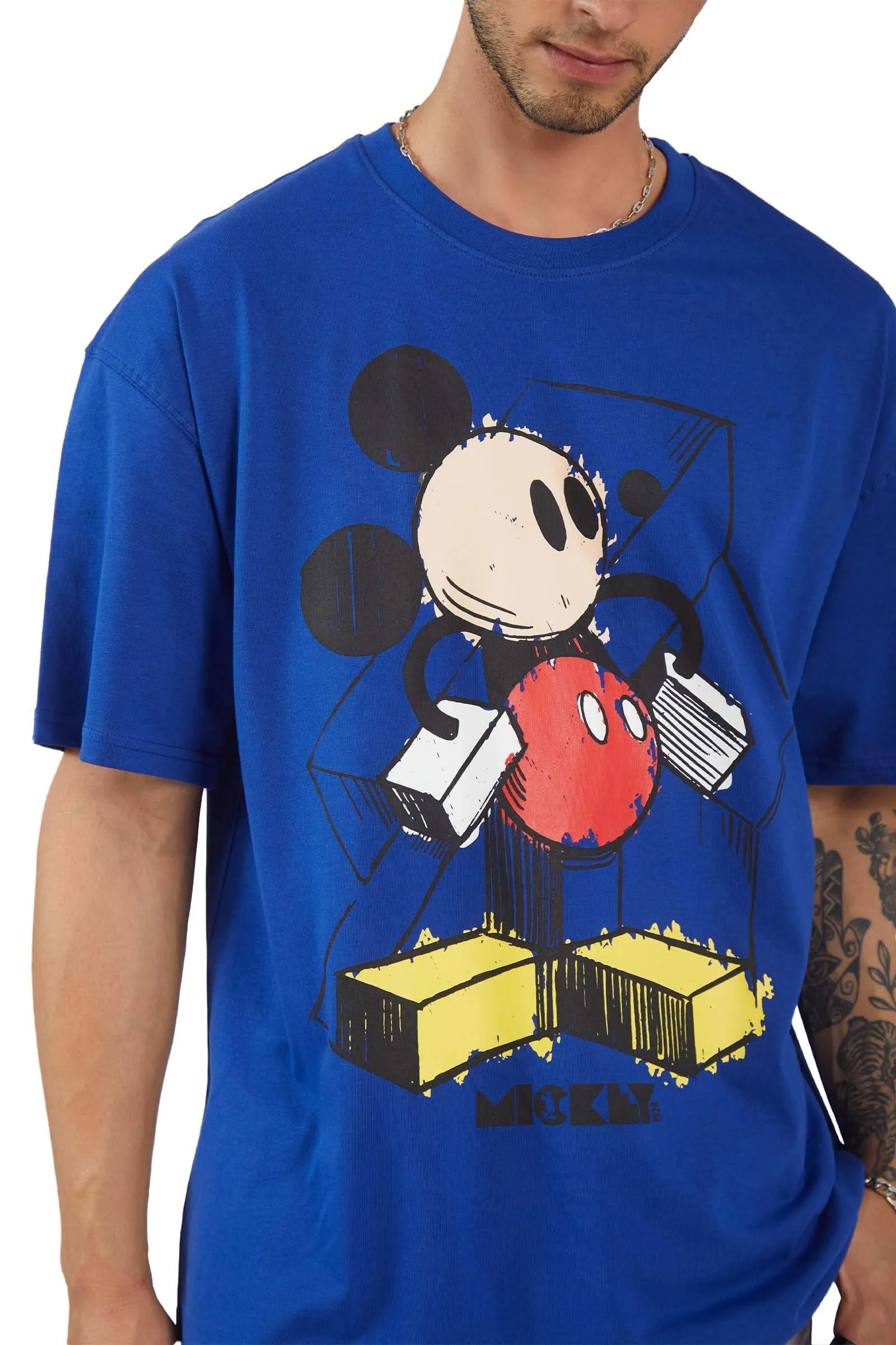 Blue Mickey Scribble Oversized T-shirt