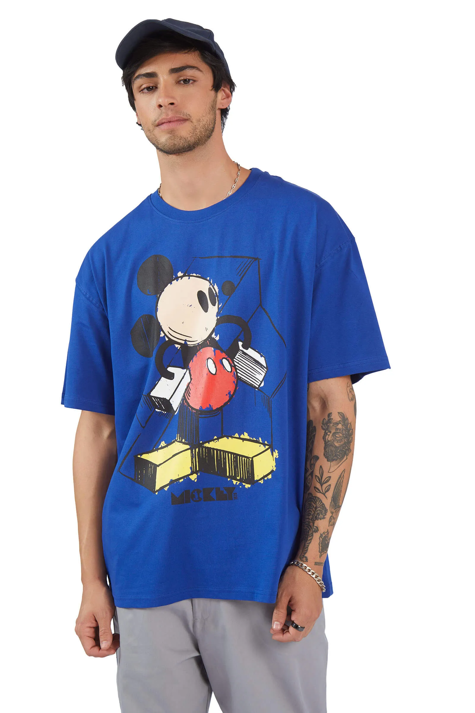 Blue Mickey Scribble Oversized T-shirt