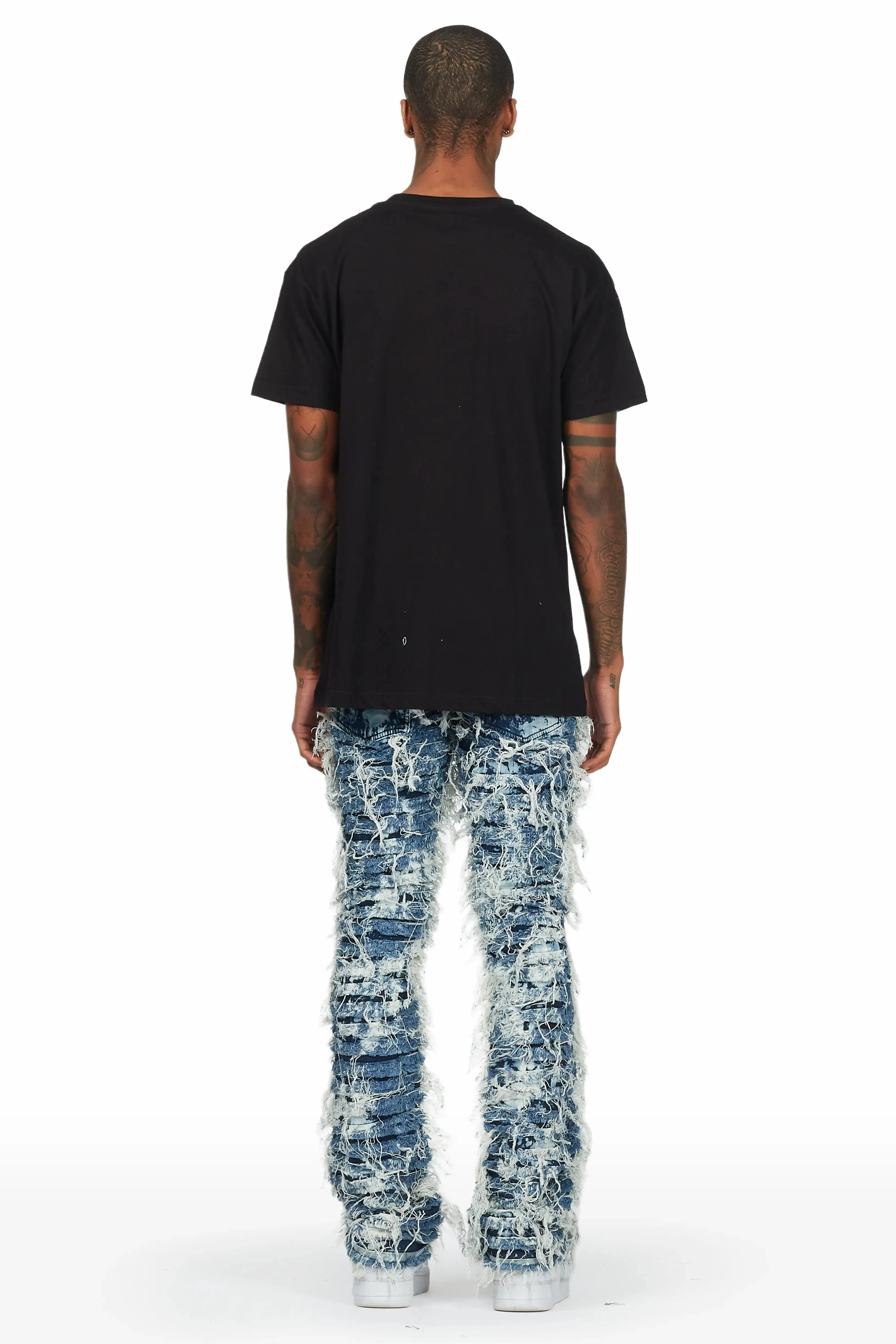 Bossko Blue Stacked Flare Jean