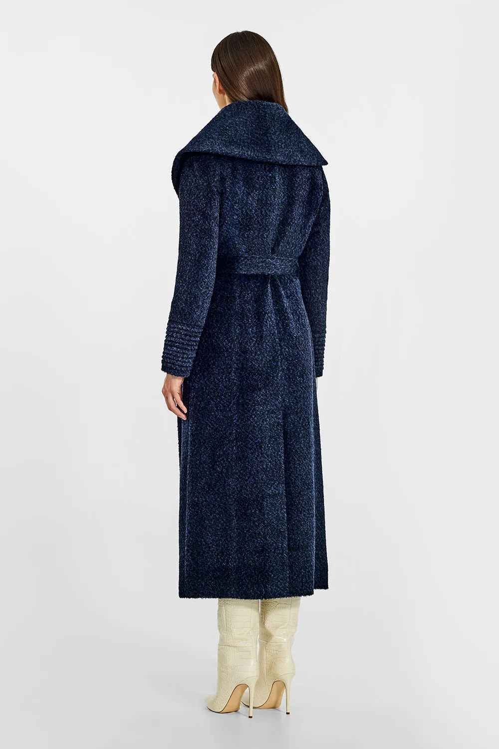 Bouclé Alpaca Maxi Wide Shawl Collar Wrap Coat