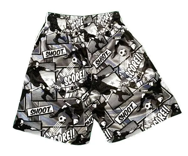 Boys Black and Silver Comic Soccer Attack Short