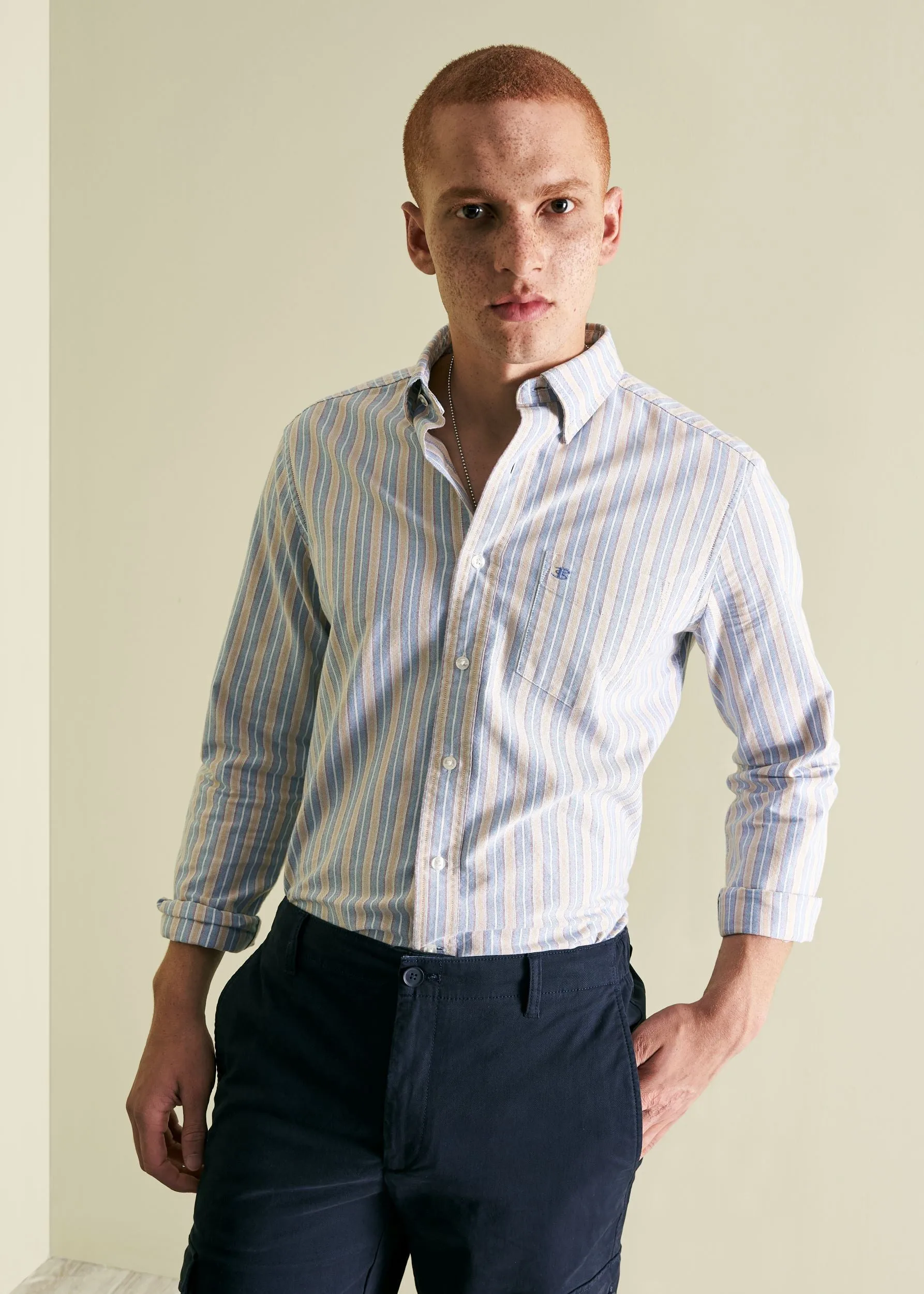 Brighton Oxford Organic Shirt - Collegiate Stripe