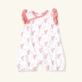 Bunny Ruffle Kimono Short Baby Romper (Organic Jersey)