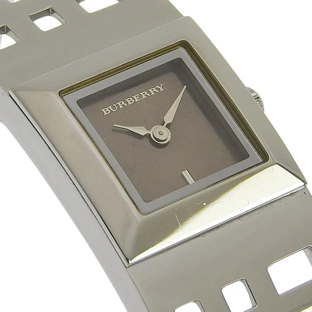 BURBERRY Watches Quartz BU4701 Stainless Steel Silver Bangle watch Heritage Brown dial Women Used Authentic