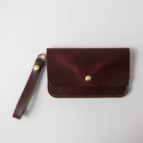 Burgundy Chromexcel Wristlet Clutch