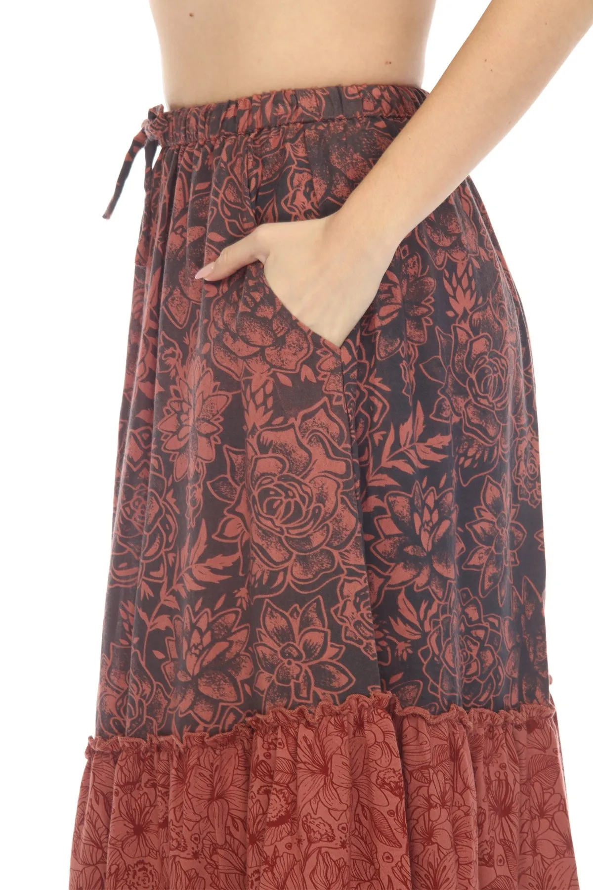 Cactus Garden Tiered Maxi Skirt