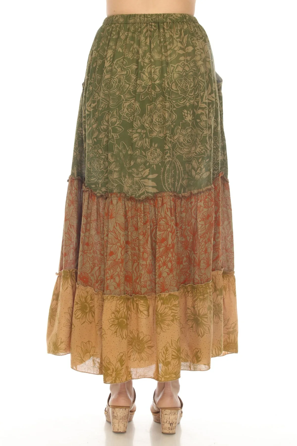 Cactus Garden Tiered Maxi Skirt