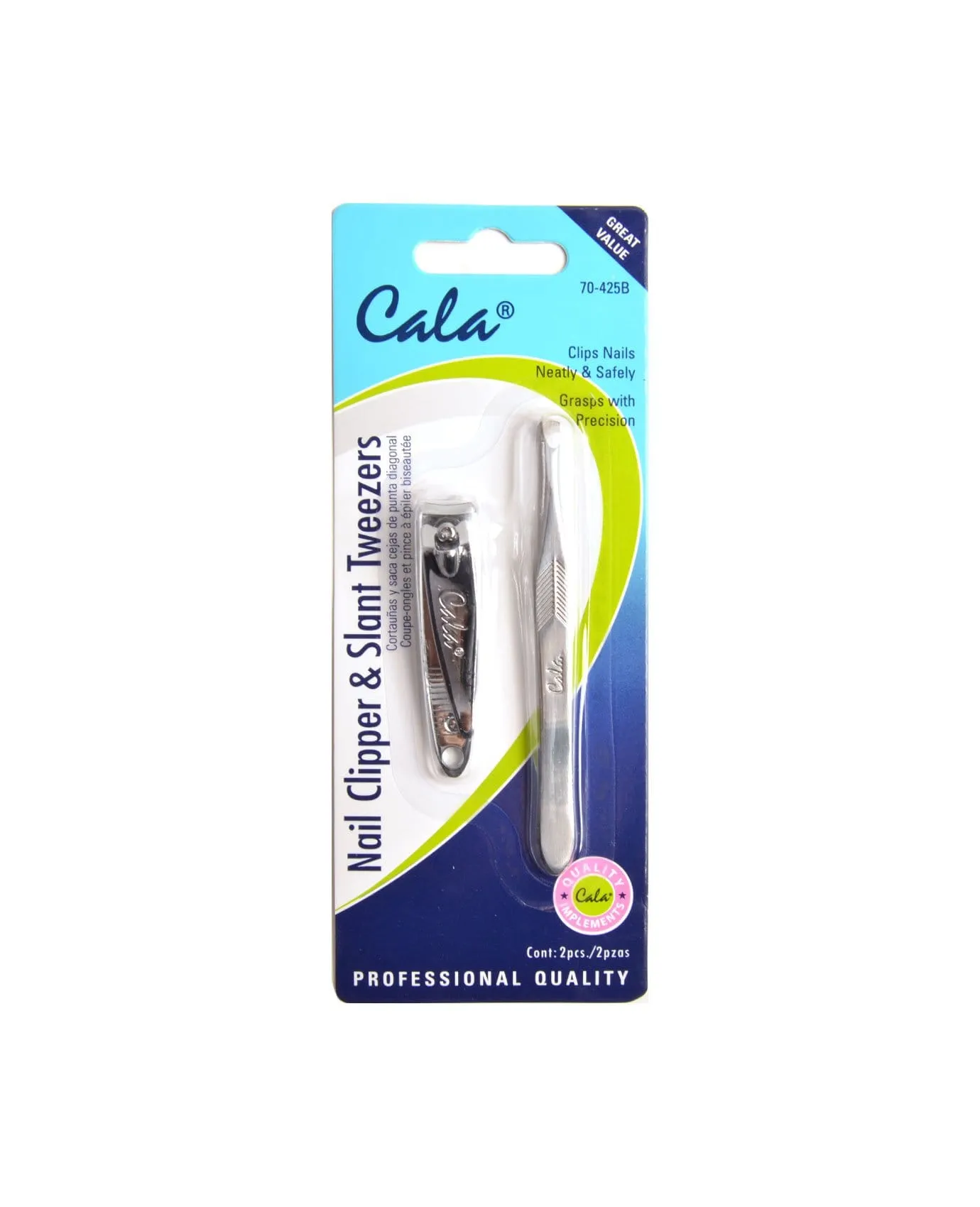 Cala Nail Clipper And Slant Tweezers Set