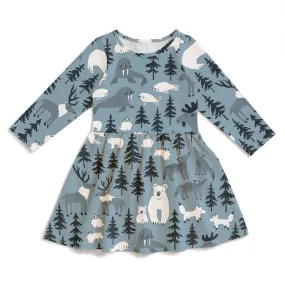 Calgary Dress - Northern Animals Mountain Blue