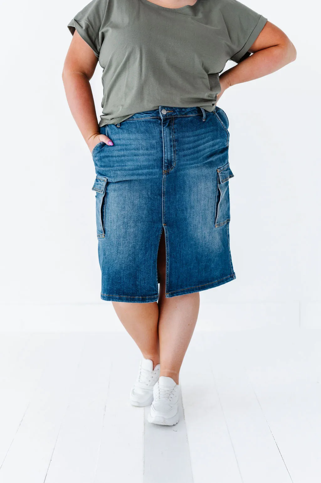 Camilla Cargo Skirt in Denim