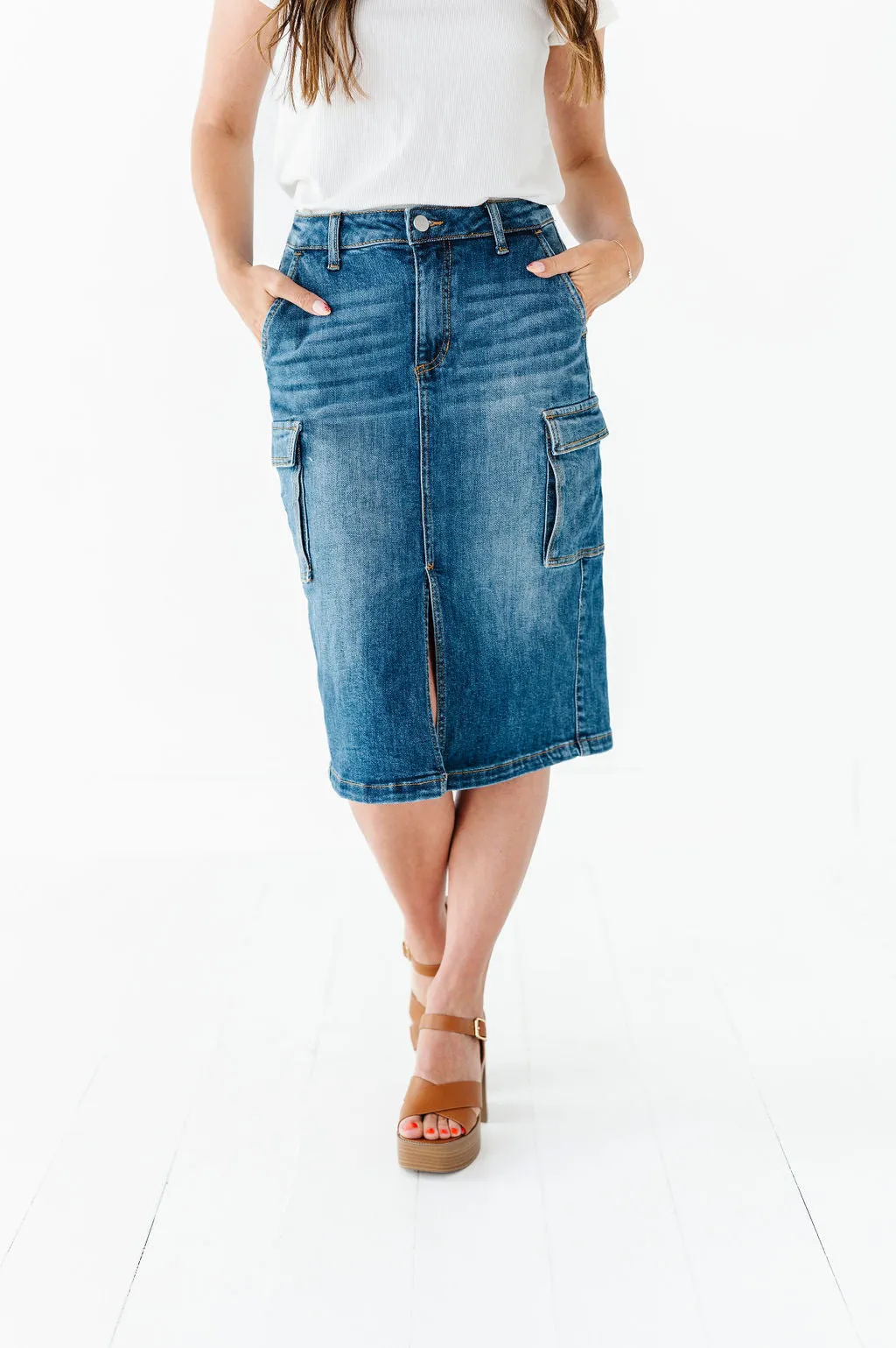 Camilla Cargo Skirt in Denim