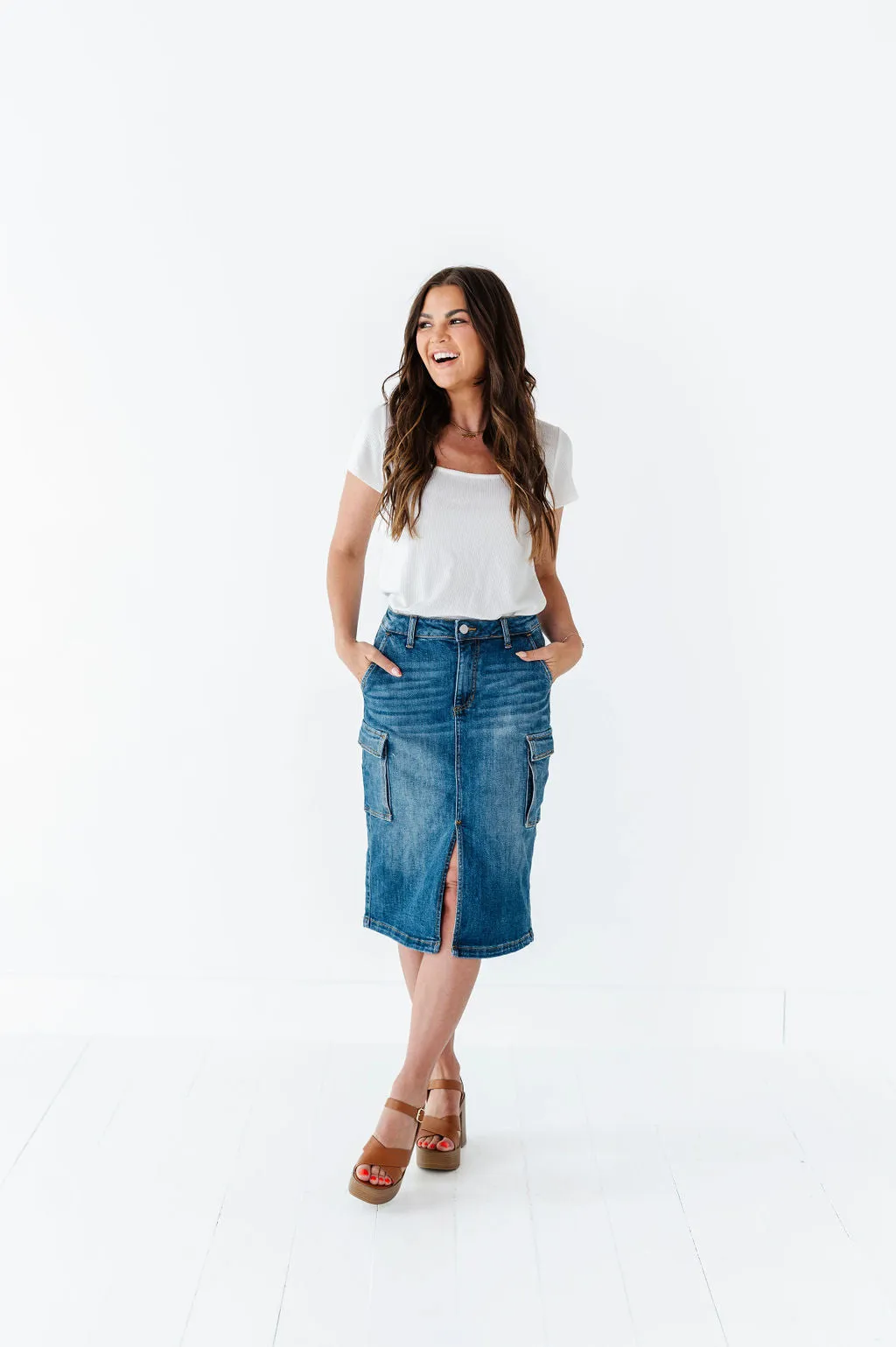 Camilla Cargo Skirt in Denim