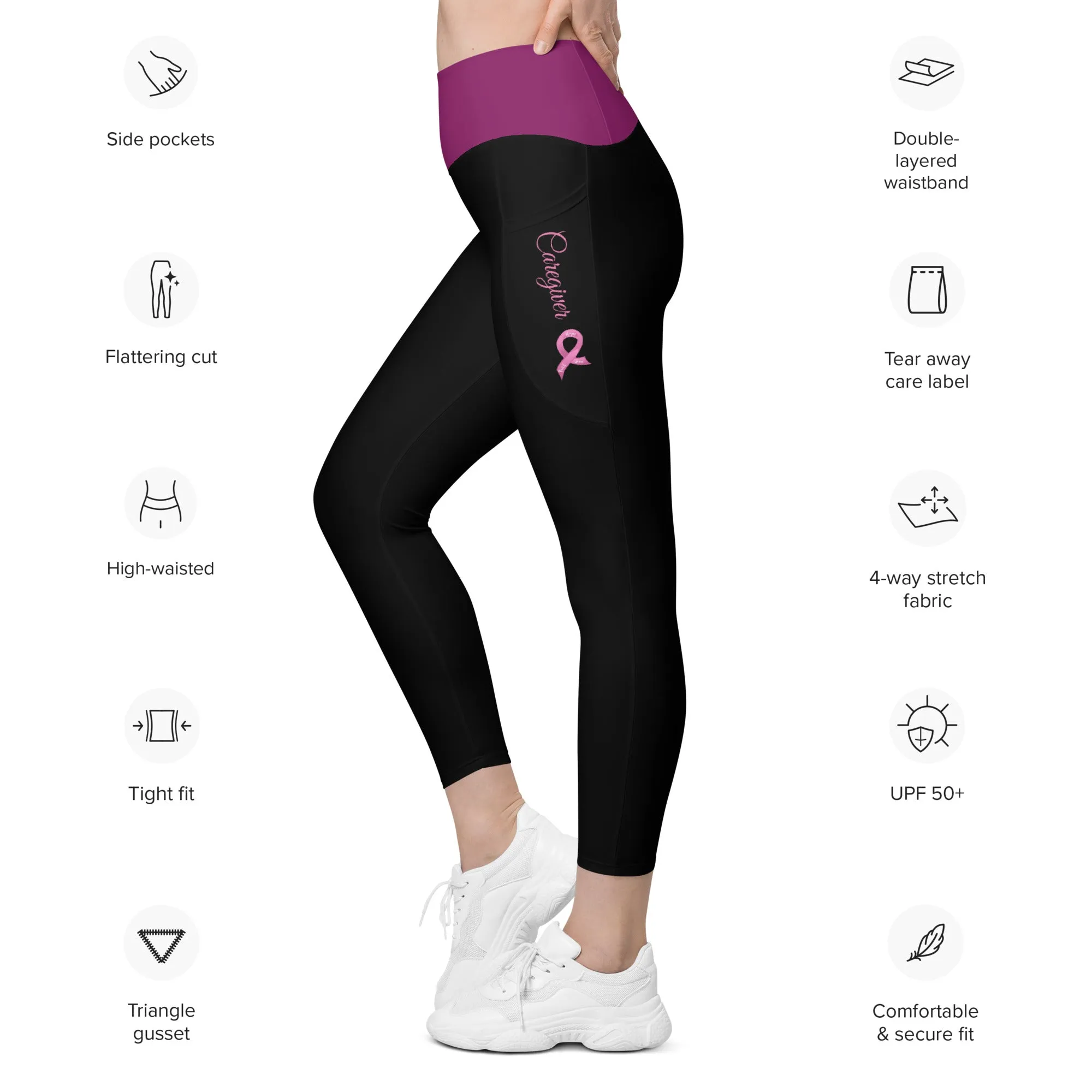 Cancer Caregiver Leggings with Pockets (Sizes 2SX - 6X)