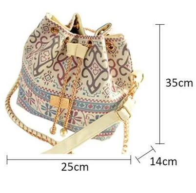 Canvas Drawstring Lady Bucket Bag Chains Shoulder Handbags   Messenger Bags