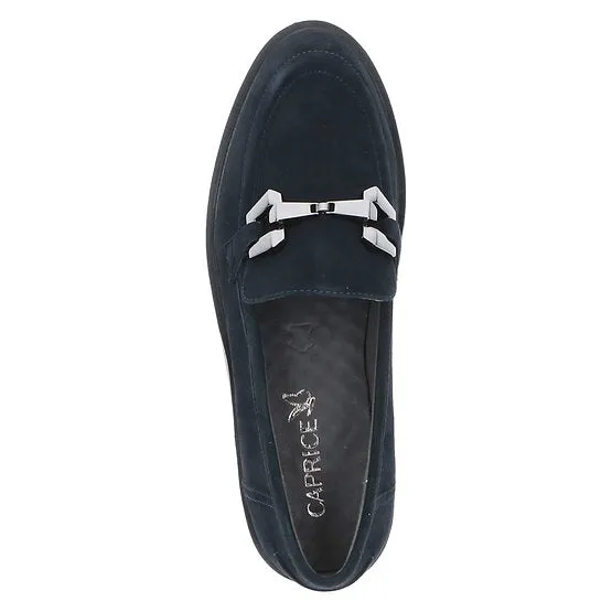 Caprice - Suede Silver Chain Loafers Navy