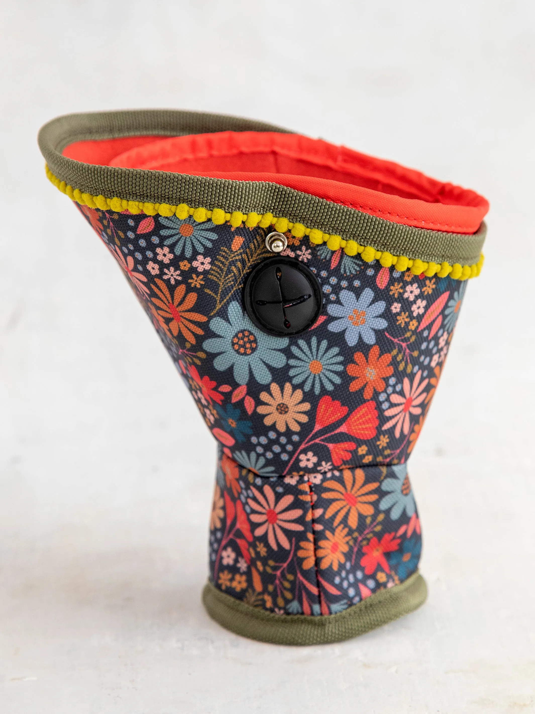 Car Cup Holder Organizer - Dark Blue Daisies