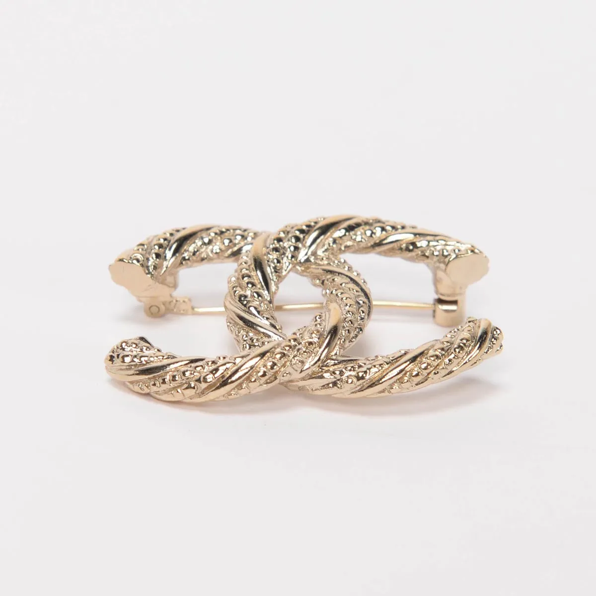 Chanel Light Gold CC Twist Brooch