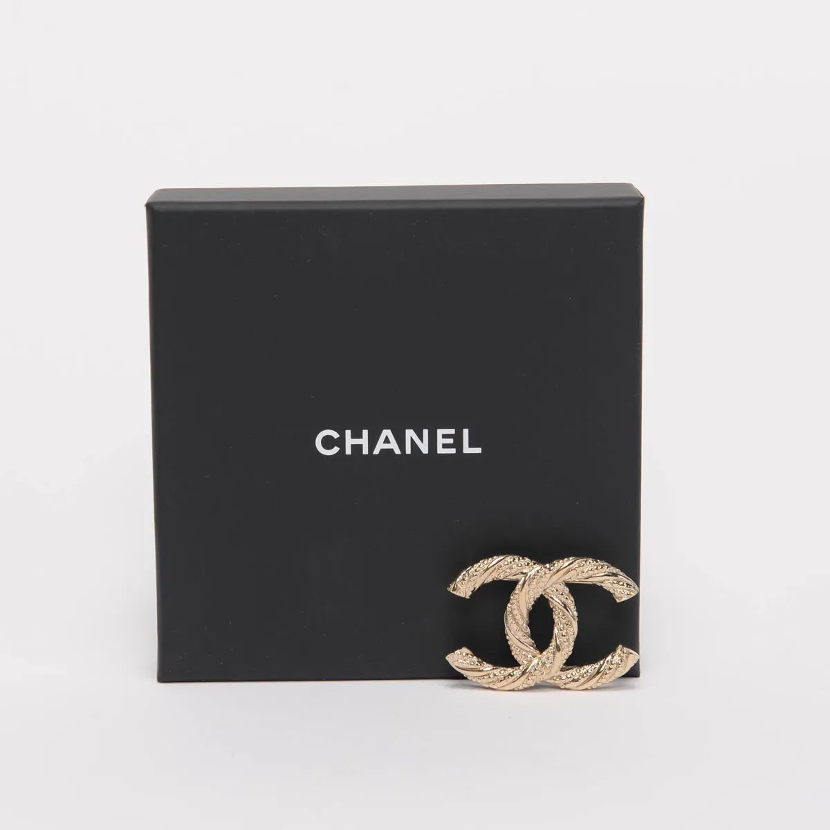 Chanel Light Gold CC Twist Brooch