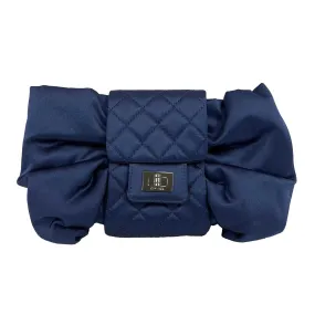 CHANEL - Satin Bow Evening Bag - Navy / Rhodium Clutch / Shoulder Bag