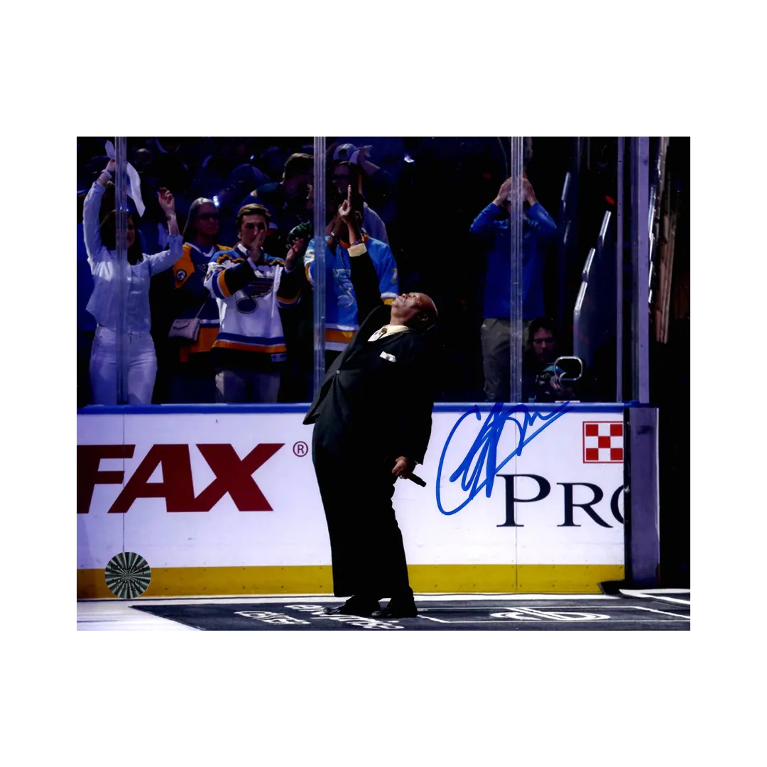 Charles Glenn St Louis Blues Autographed Pointing Up 8x10 Photo - Fan Cave COA