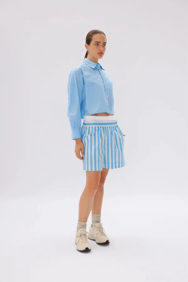 Chiara Cropped Shirt Azure