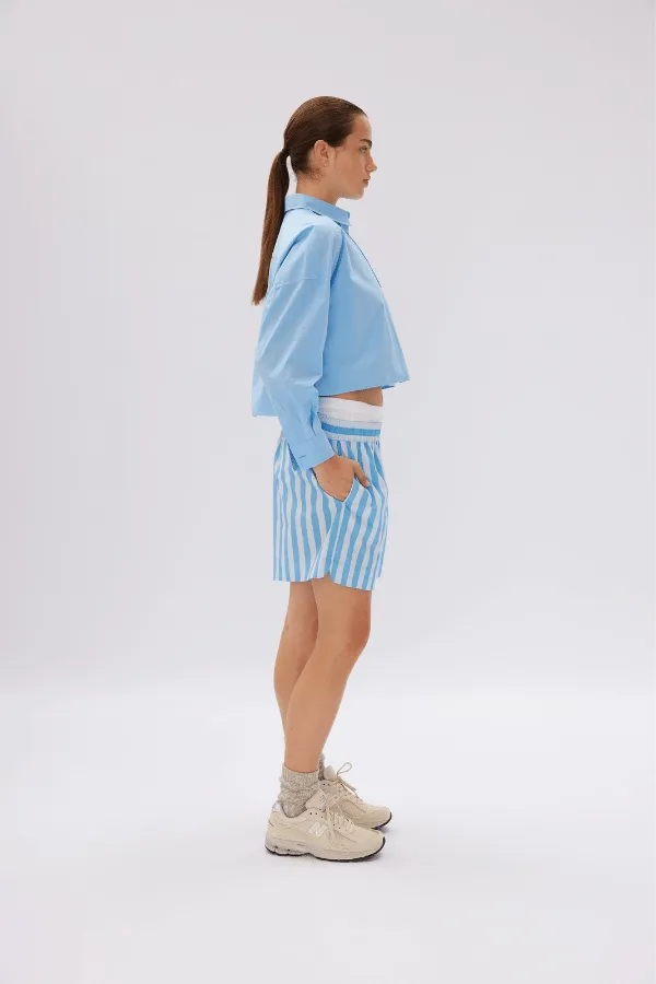 Chiara Cropped Shirt Azure