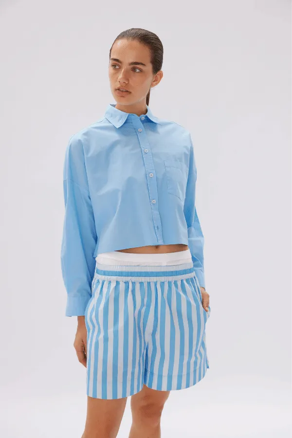 Chiara Cropped Shirt Azure