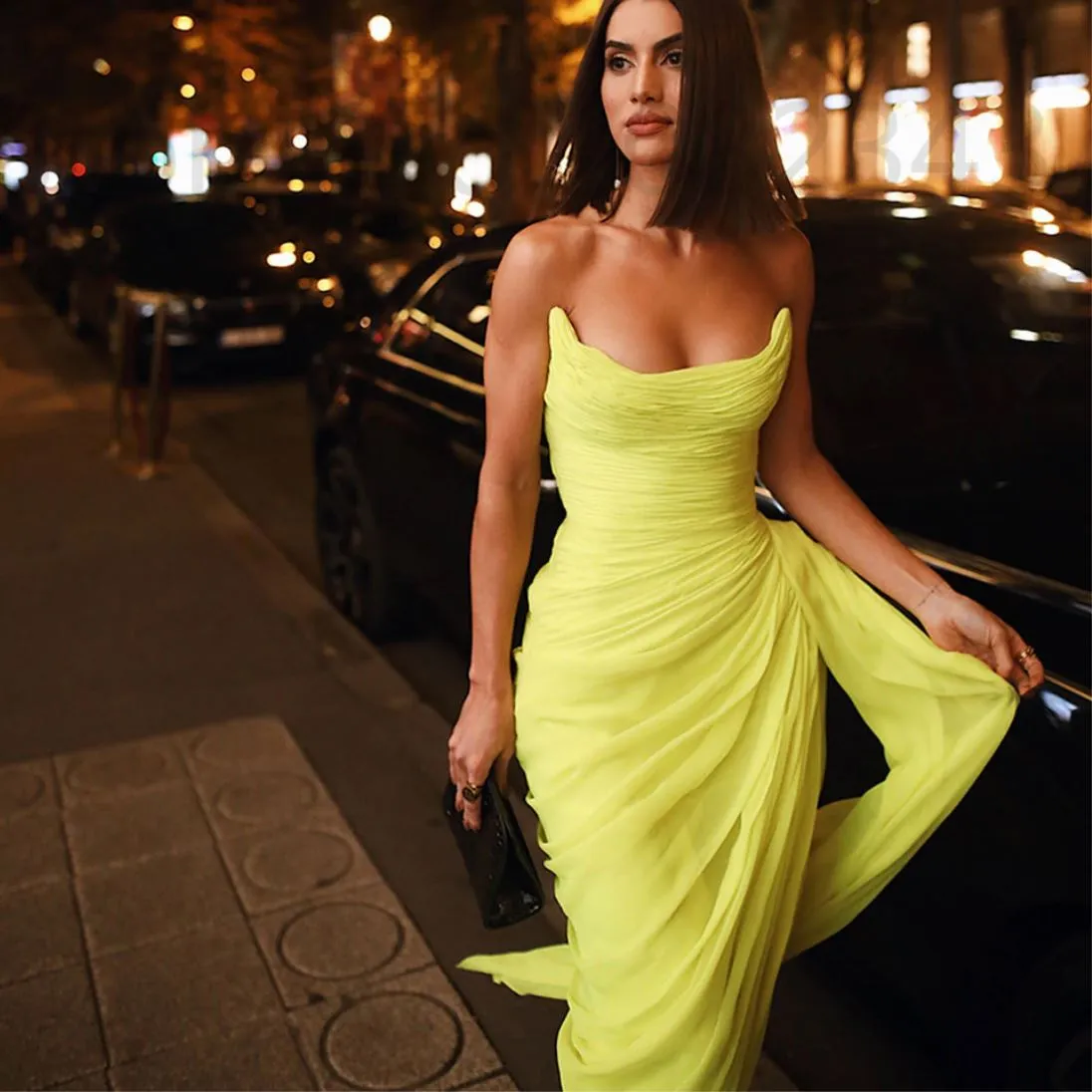 Chiffon Pleated Beach Evening Dress