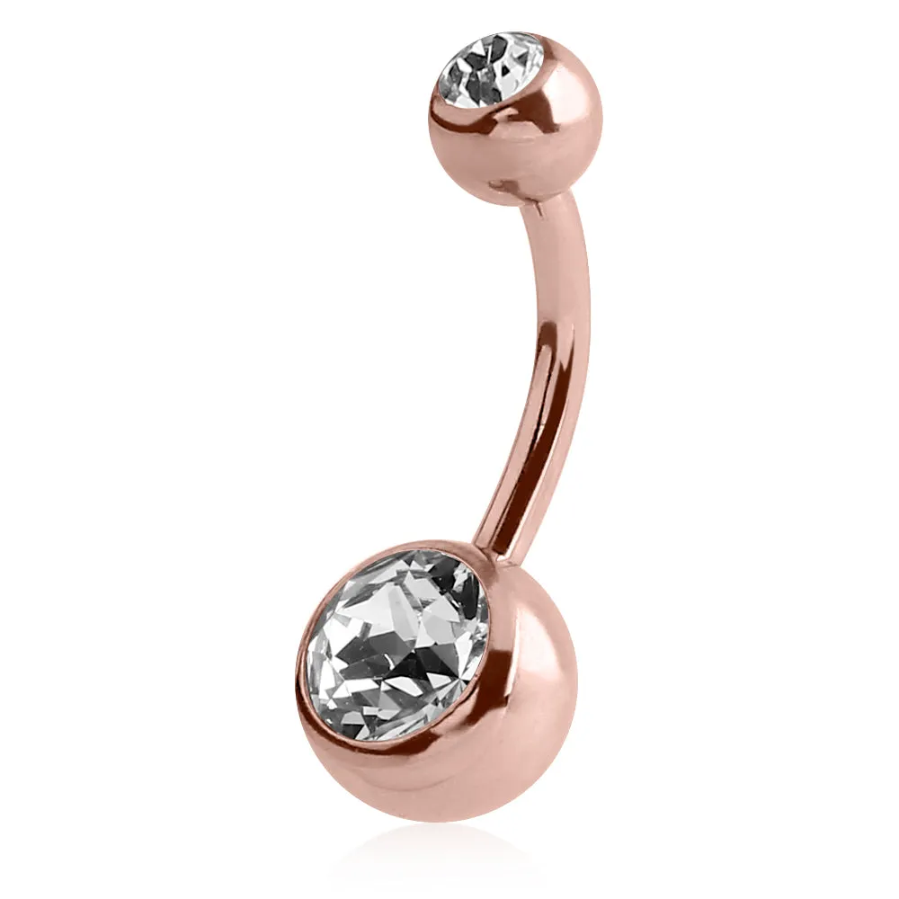 Classique Gem Belly Bars with Rose Gold Plating