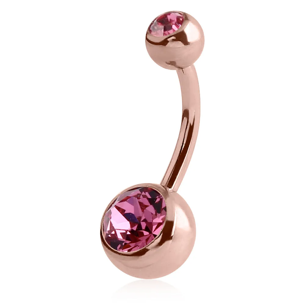 Classique Gem Belly Bars with Rose Gold Plating