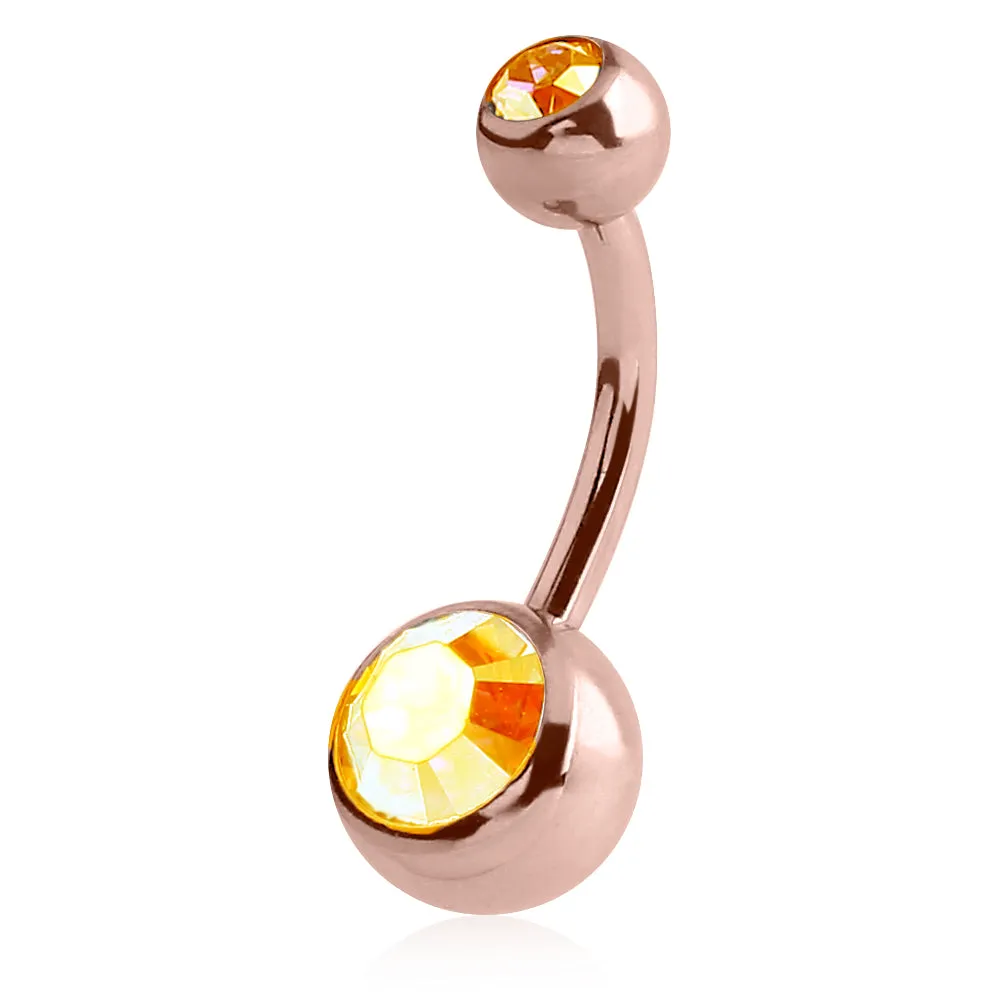 Classique Gem Belly Bars with Rose Gold Plating