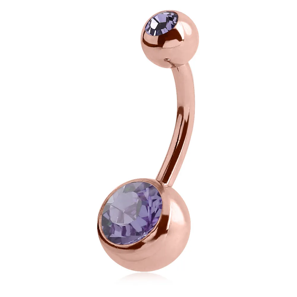 Classique Gem Belly Bars with Rose Gold Plating