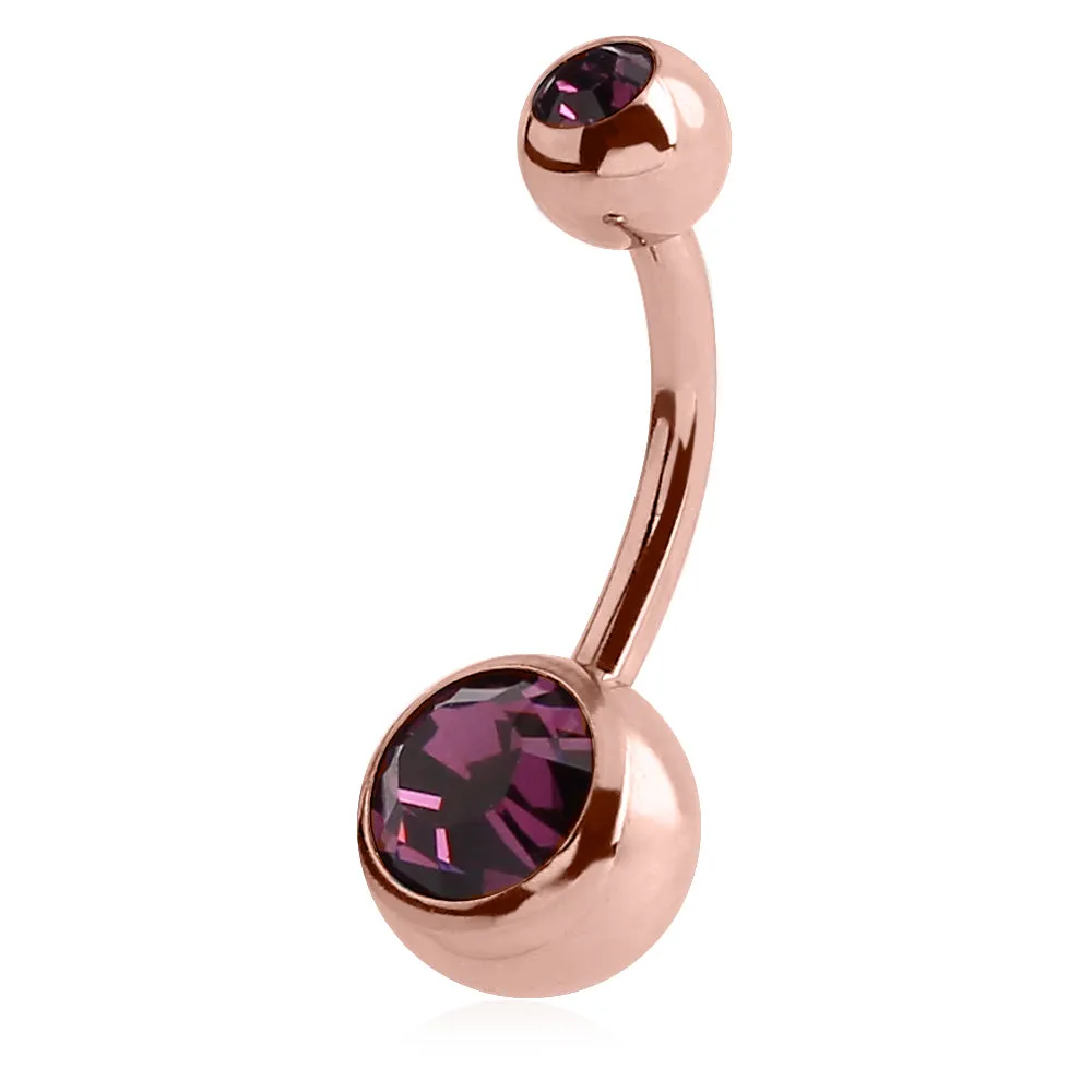 Classique Gem Belly Bars with Rose Gold Plating