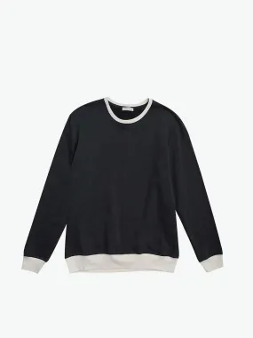 Color Block Crew Neck Sweatshirt Navy Blue