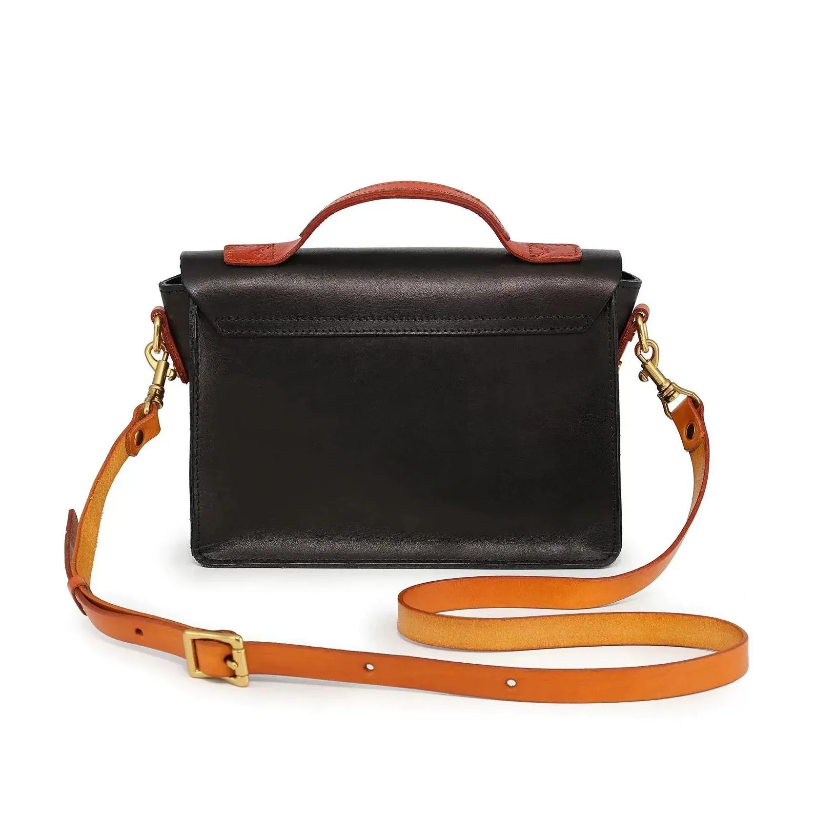 Compact Leather Cambridge Satchel,Stylish Color Contrast Crossbody Leather Bag,For Women-i7bags