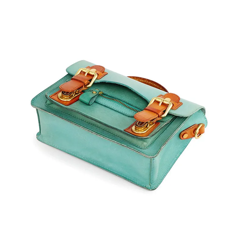 Compact Leather Cambridge Satchel,Stylish Color Contrast Crossbody Leather Bag,For Women-i7bags