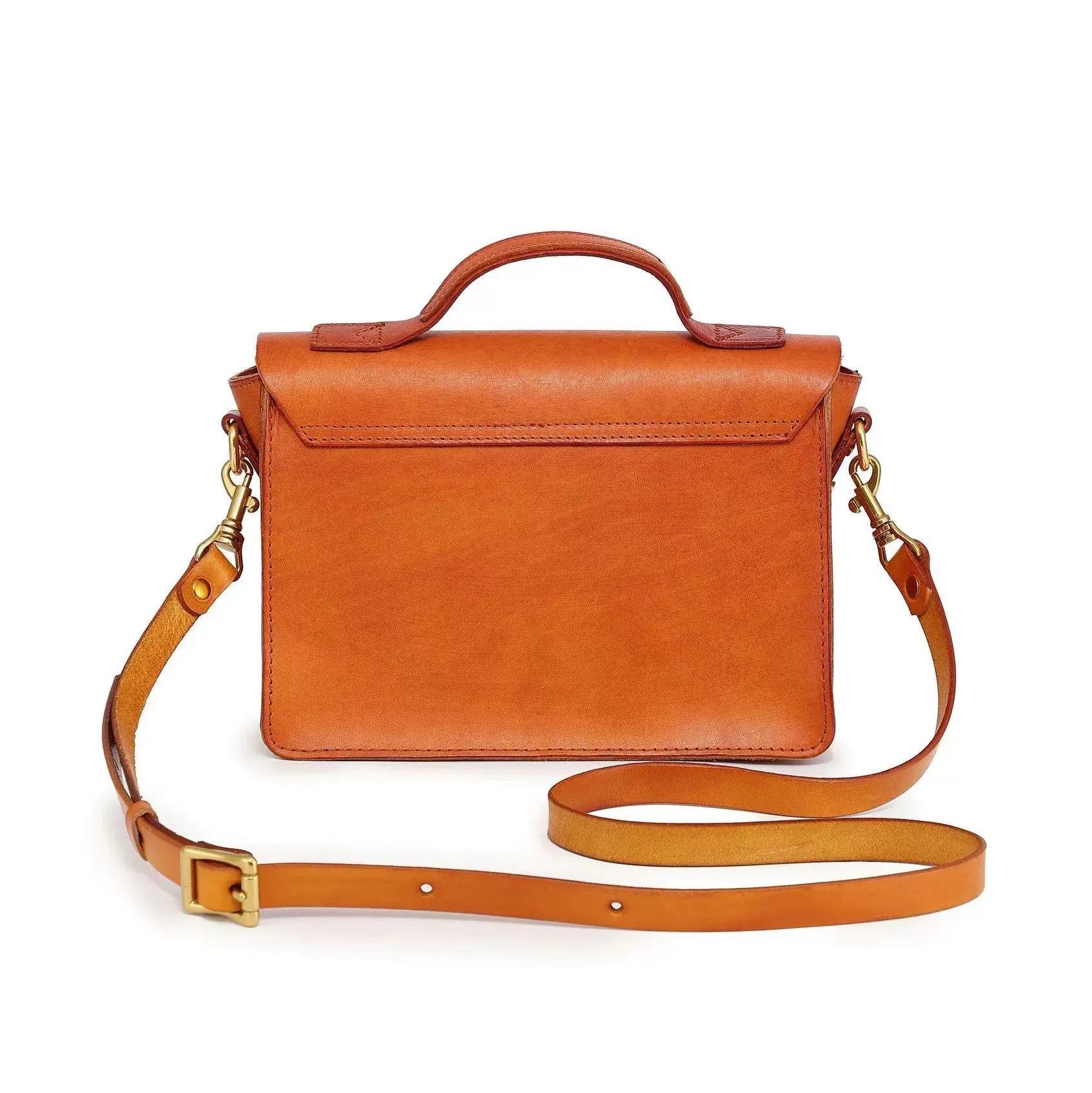 Compact Leather Cambridge Satchel,Stylish Color Contrast Crossbody Leather Bag,For Women-i7bags