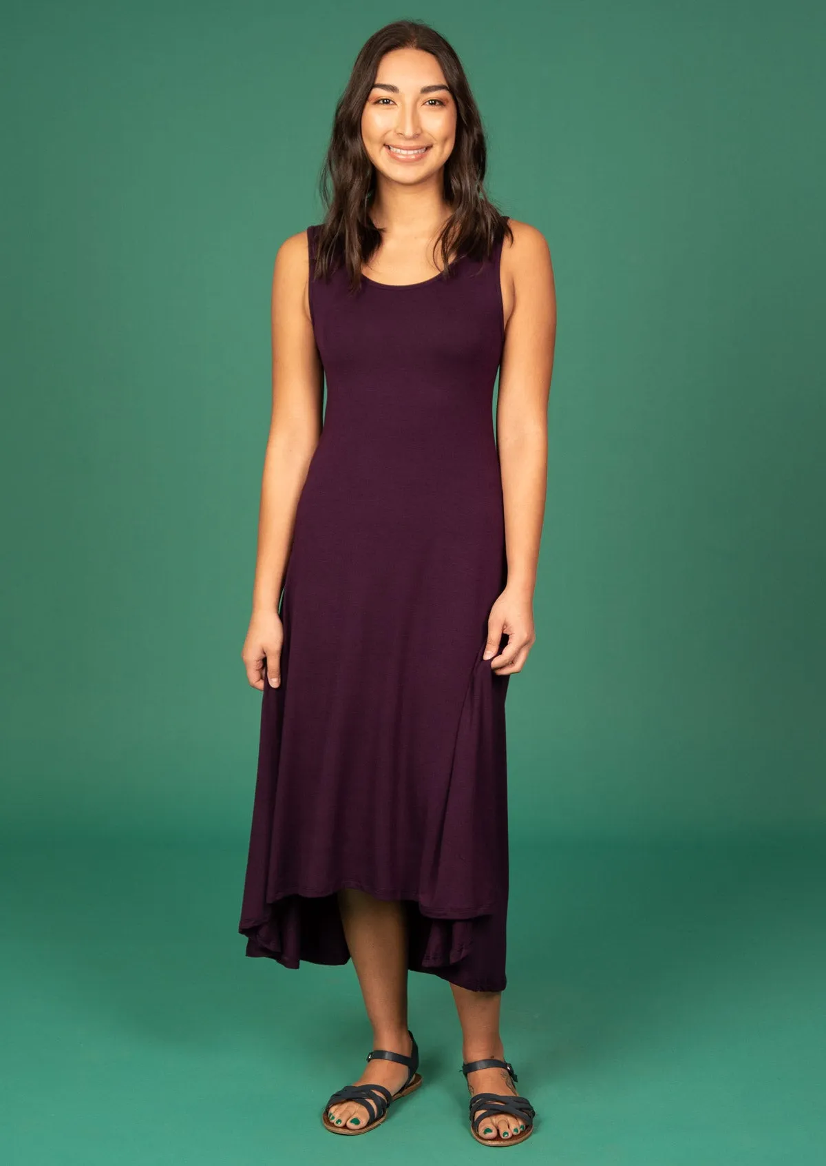 Concave Hem Dress Dark Purple